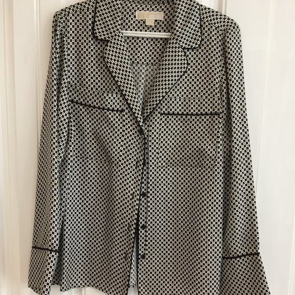 Beatufiul NWOT MICHAEL Michael Kors silk pajama shirt L - Picture 2 of 7